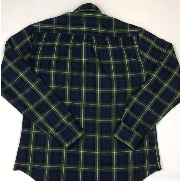 RSVLTS Flannels Blue Green Plaid Flannel Button Up Shirt Jacket Shacket Medium - Picture 8 of 9